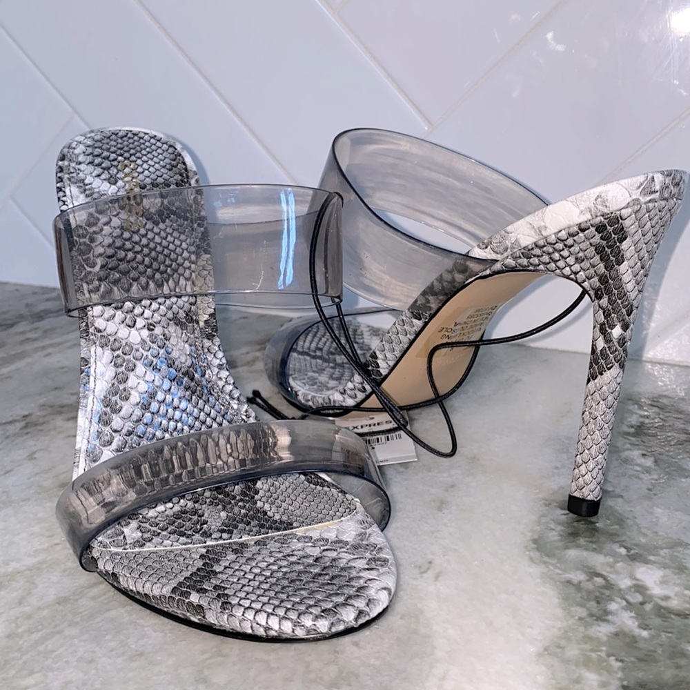 Express heels with clear strap